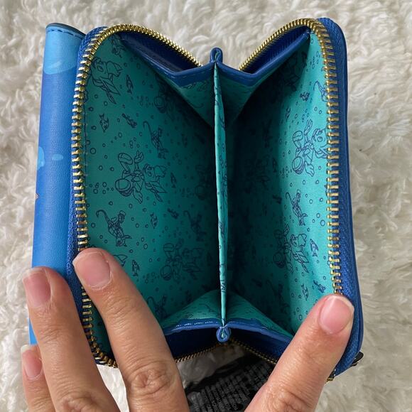 Loungefly Disney Pinocchio Underwater Small Zip Blue Wallet NEW Cards Cash - Picture 4 of 9